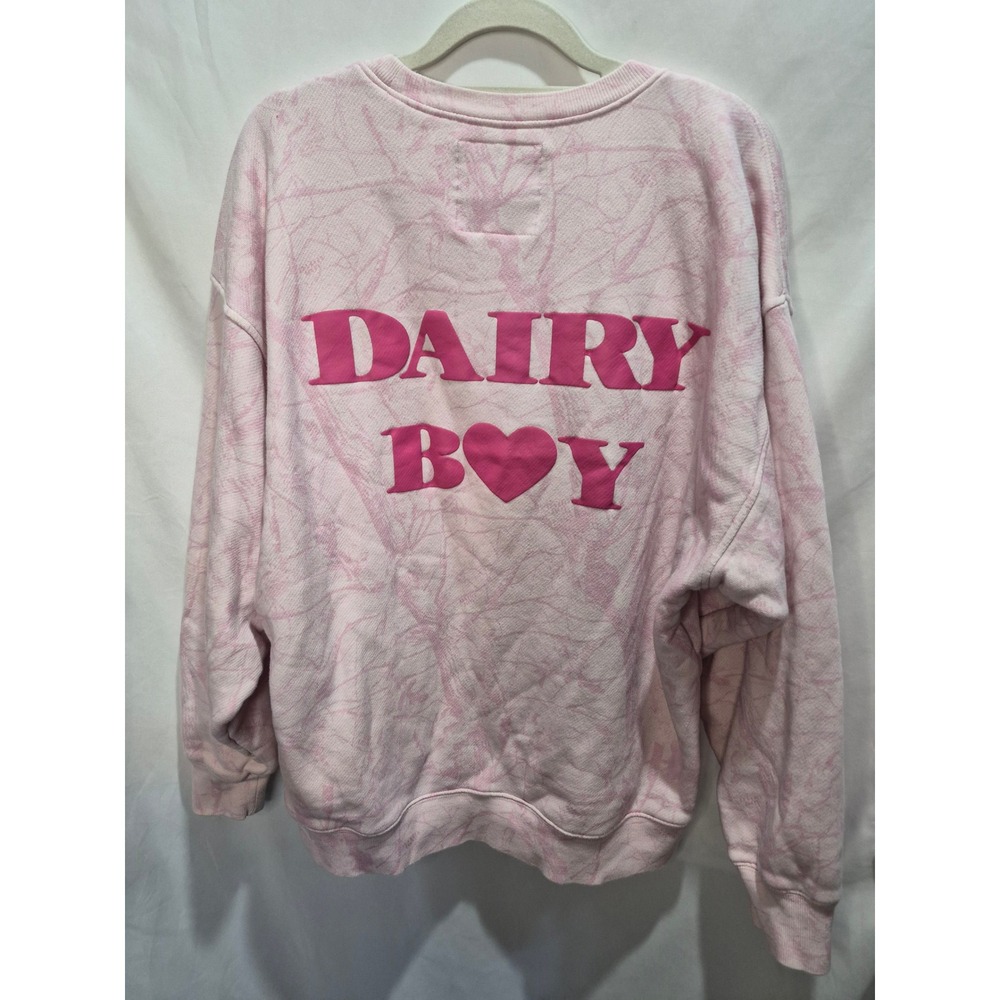 Dairy Boy Paige Lorenze Pink Marble Heart Puff Print Sweatshirt Medium